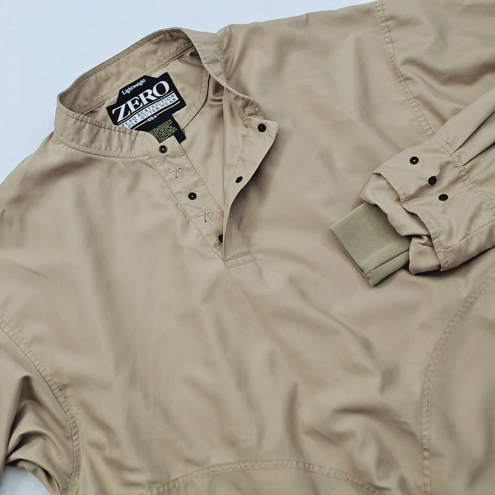Zero Restriction Golf Pullover Mens M Brown Windbreaker Snap Mock Neck Preppy